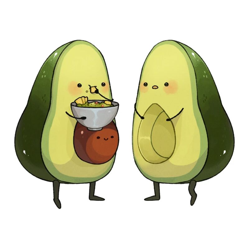 Avocat mignon mangeant du Guacamole
