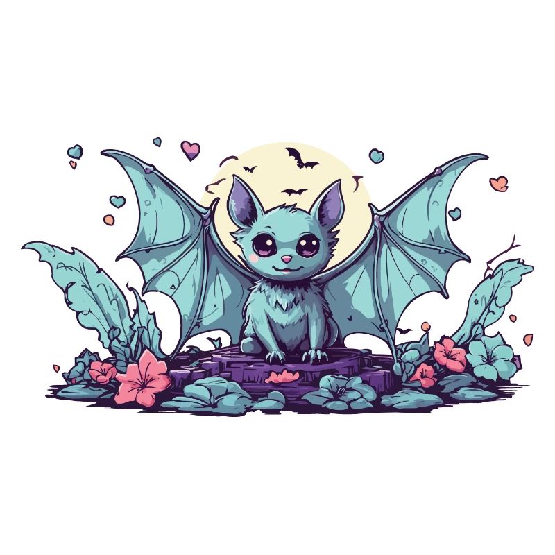 Kawaii Goth Bat Pastel Halloween Design