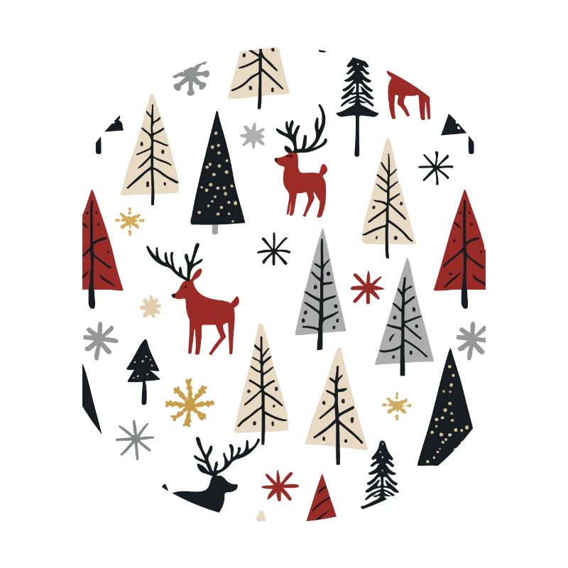 Scandinavian Christmas Elements and Winter Trees