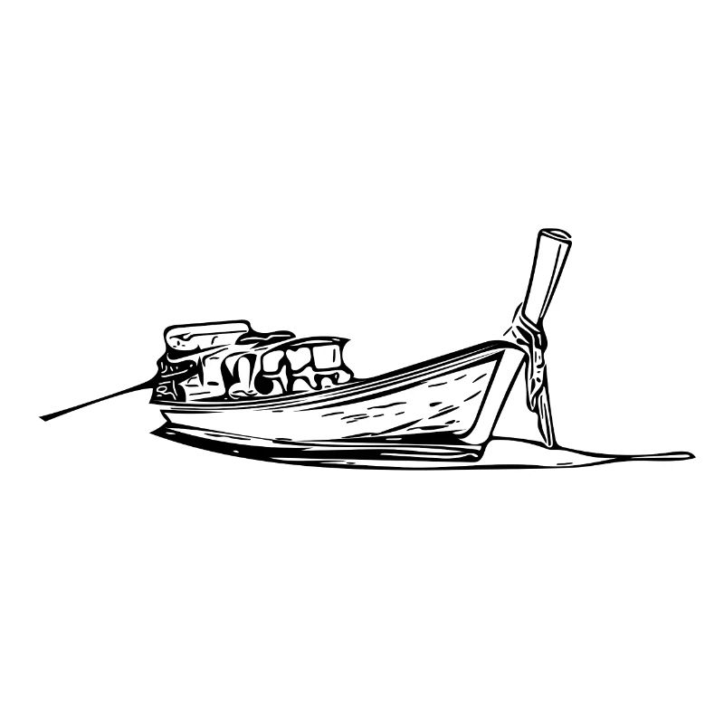 Bateau à longue queue vintage sur l’eau