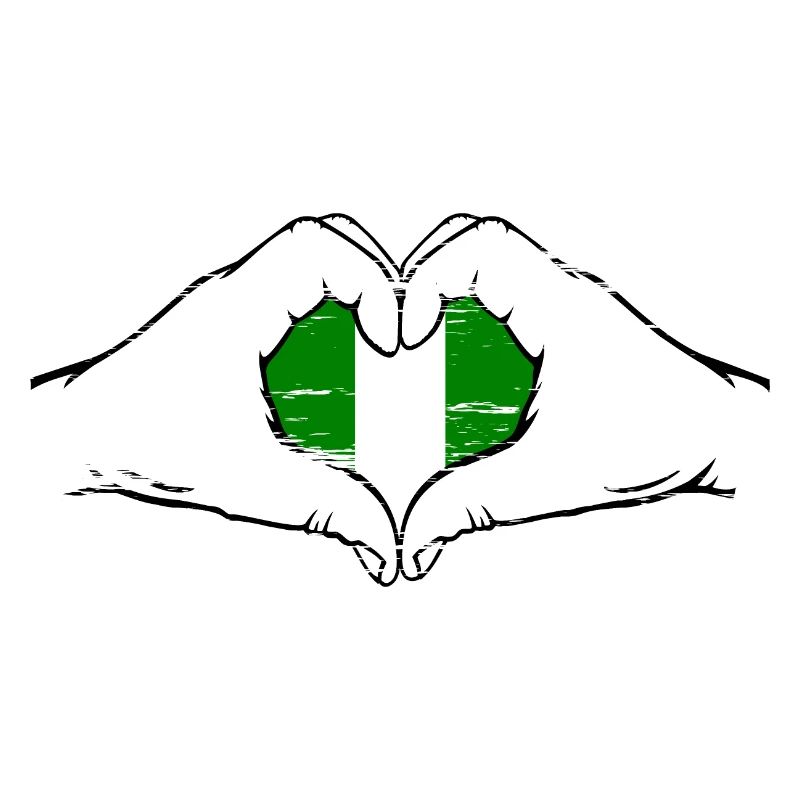 Drapeau du Nigeria en forme de coeur utilisé