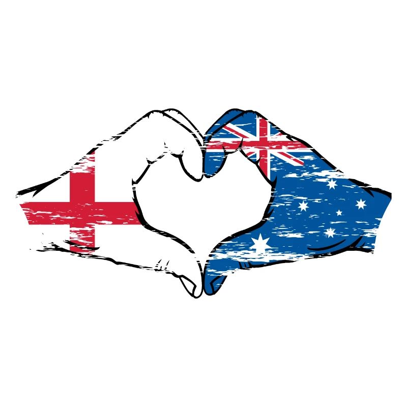 Angleterre Australie drapeau coeur utilisé