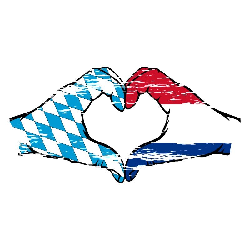 Bavière, Hollande, drapeau, mains, forme de coeur utilisé