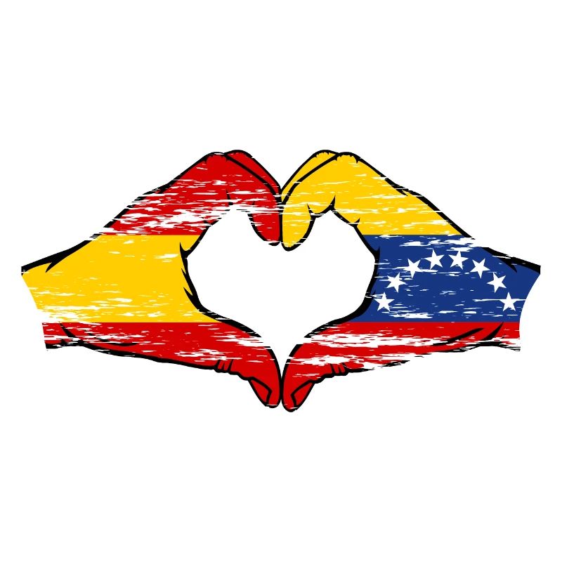Espagne Venezuela drapeau mains forme de coeur utilisé