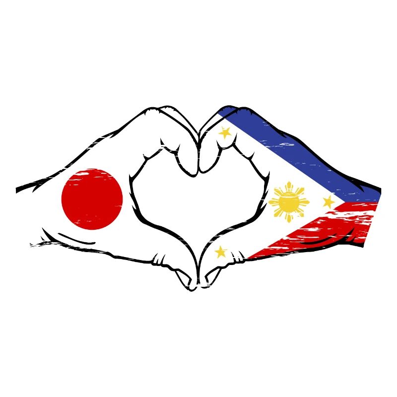 Japon Philippines drapeau mains forme de coeur utilisé