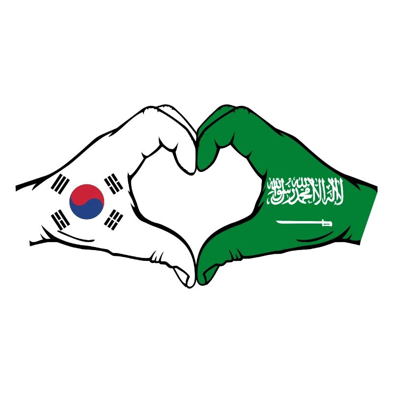 Corée du Sud Arabie Saoudite Drapeau Mains Coeur Forme
