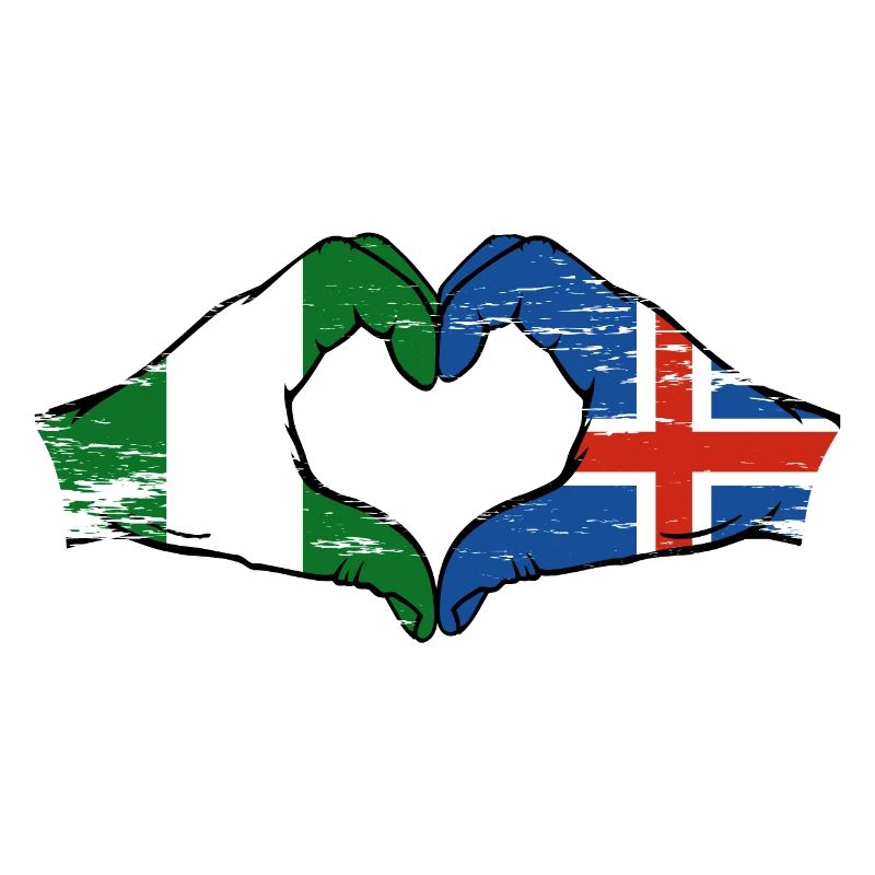 Drapeau de l’île du Nigeria mains forme de coeur utilisé