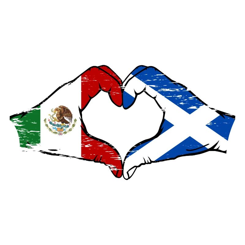 Mexique Ecosse Drapeau Mains Coeur Forme Utilisé
