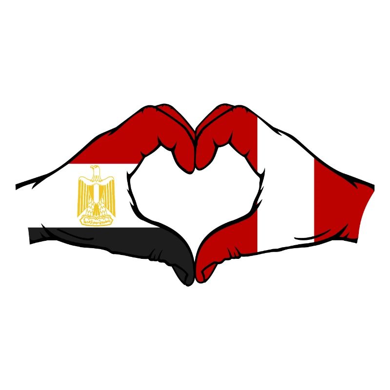 Égypte Pérou Drapeau Mains Coeur Forme
