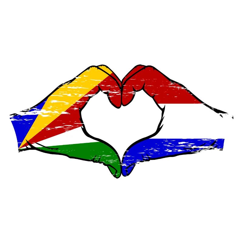 Seychelles Hollande drapeau mains forme de coeur utilisé