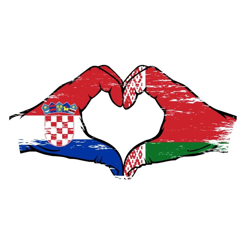 Croatie Biélorussie drapeau mains forme de coeur utilisé