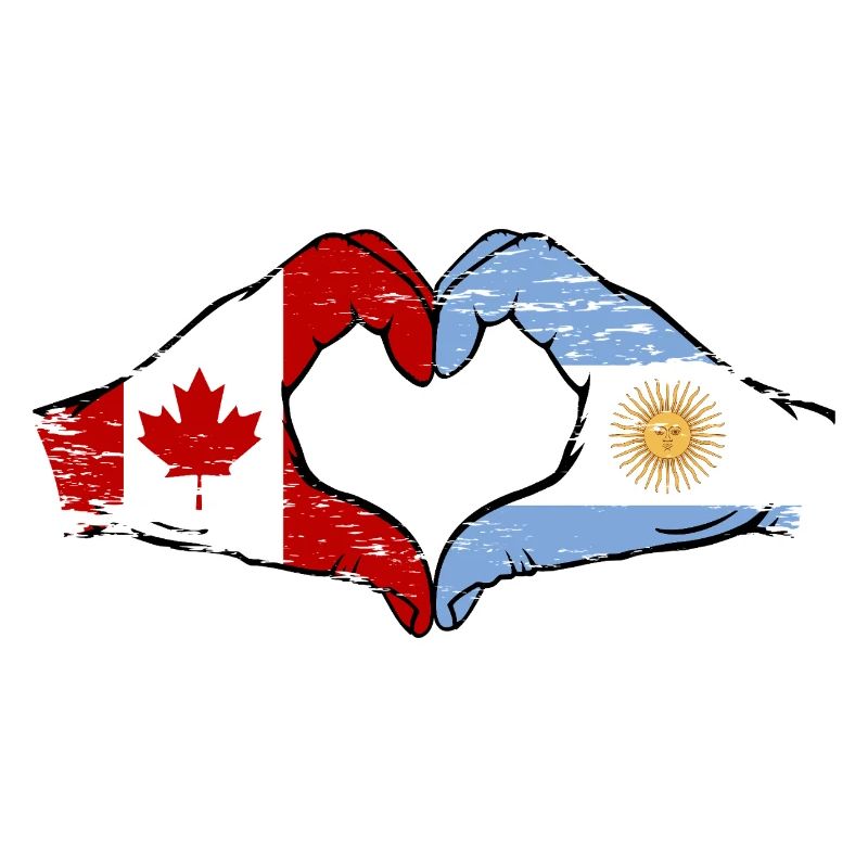 Canada Argentine drapeau mains forme de coeur utilisé