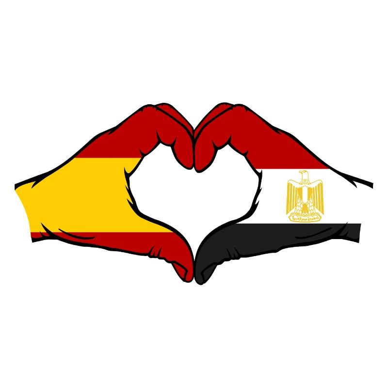 Espagne Égypte Drapeau Mains Coeur Forme