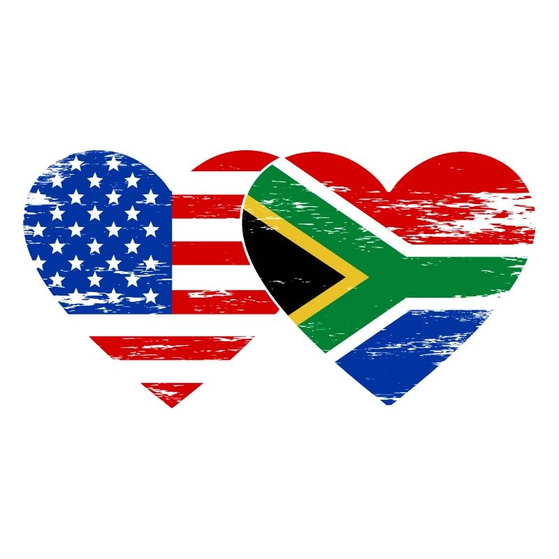 Drapeau des États-Unis d’Afrique du Sud en forme de cœur utilisé