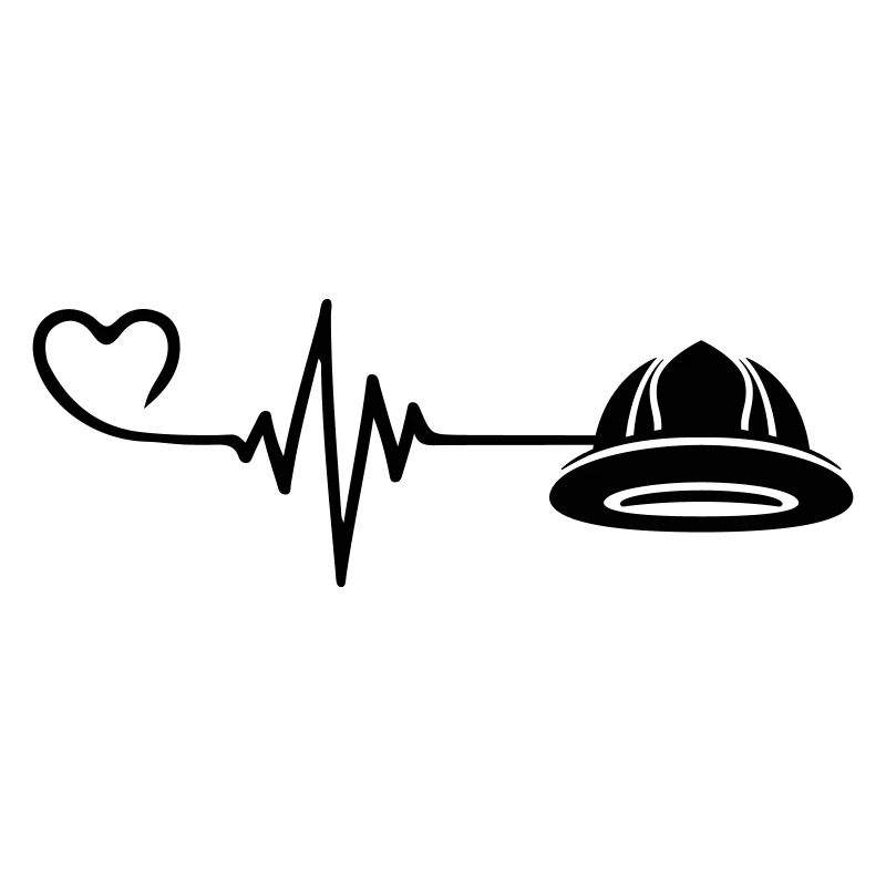 Firefighter Helmet Pulse Heart Love