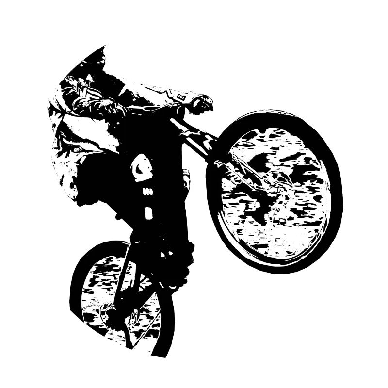 Mountain biker making a wheelie.