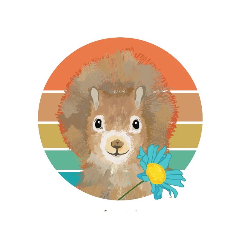 Retro Vintage Eichhörnchen mit Blume