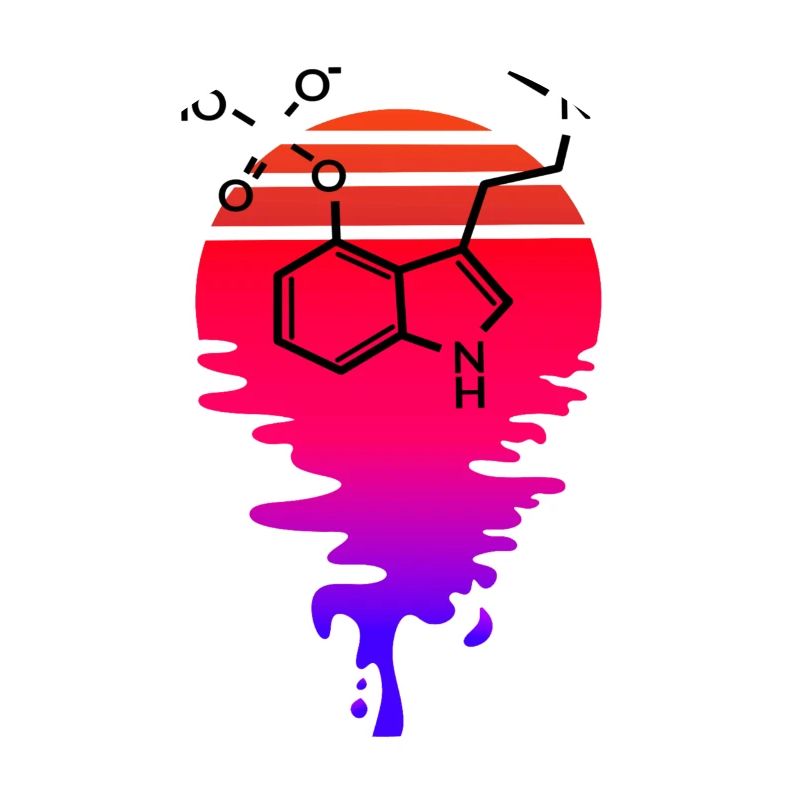 Molécule de psilocybine avec Retro Sunset
