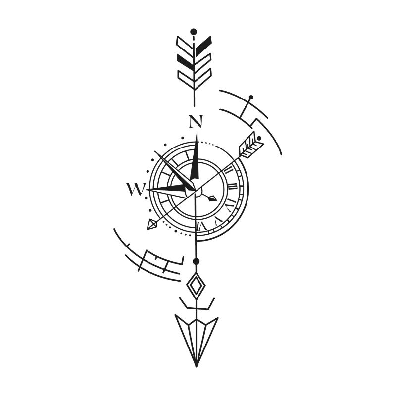 Compass, clock, navigation, arrow, time