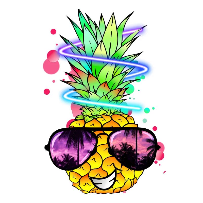 coole Ananas mit Neon Spirale