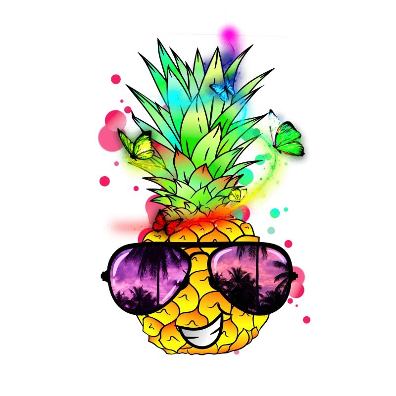 cool pineapple in bright colors