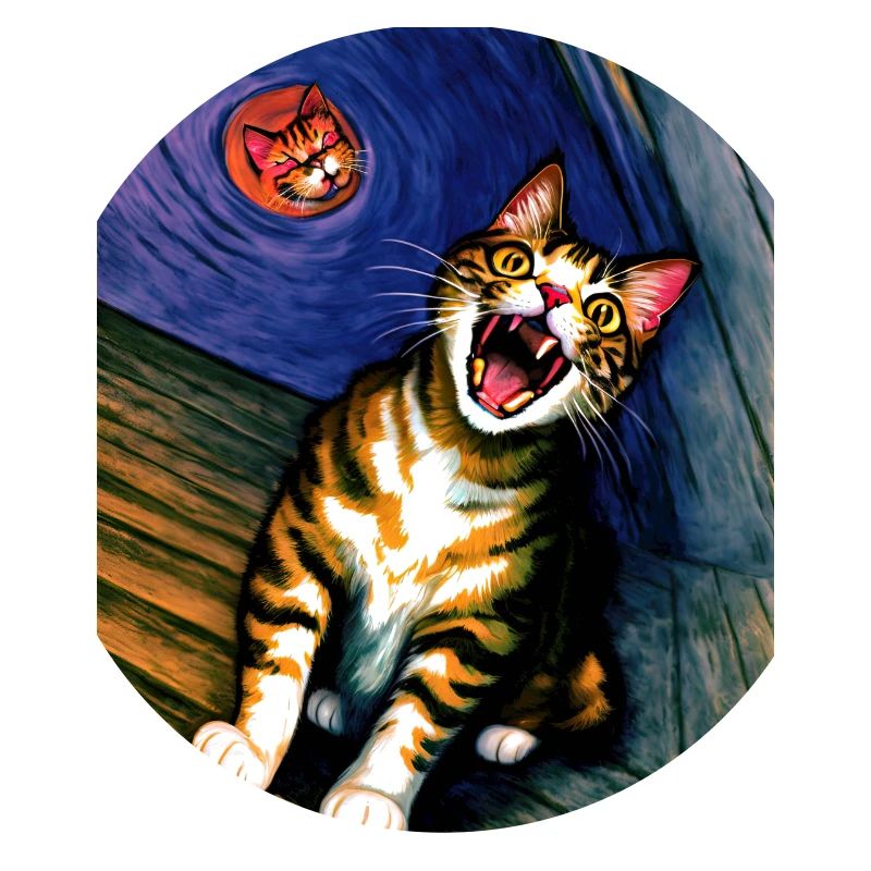 Impressionistic Funny Cat Screaming Impressionism