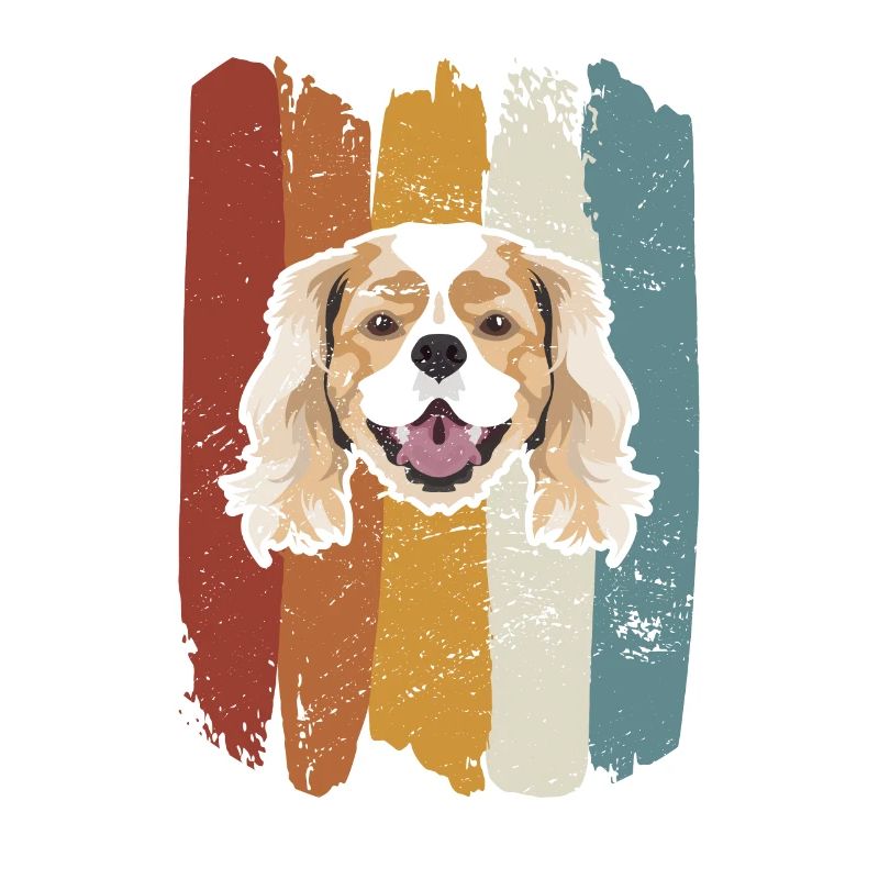 Cavalier souriant King Charles Spaniel rétro