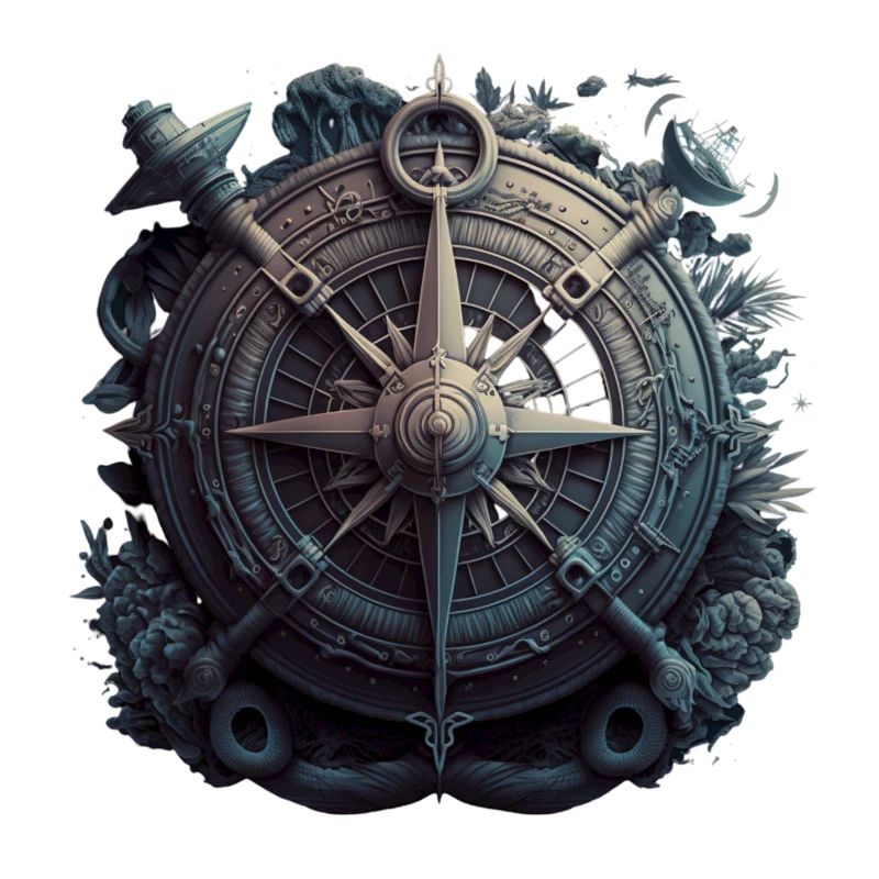 Ancre maritime avec boussole de navigation cool