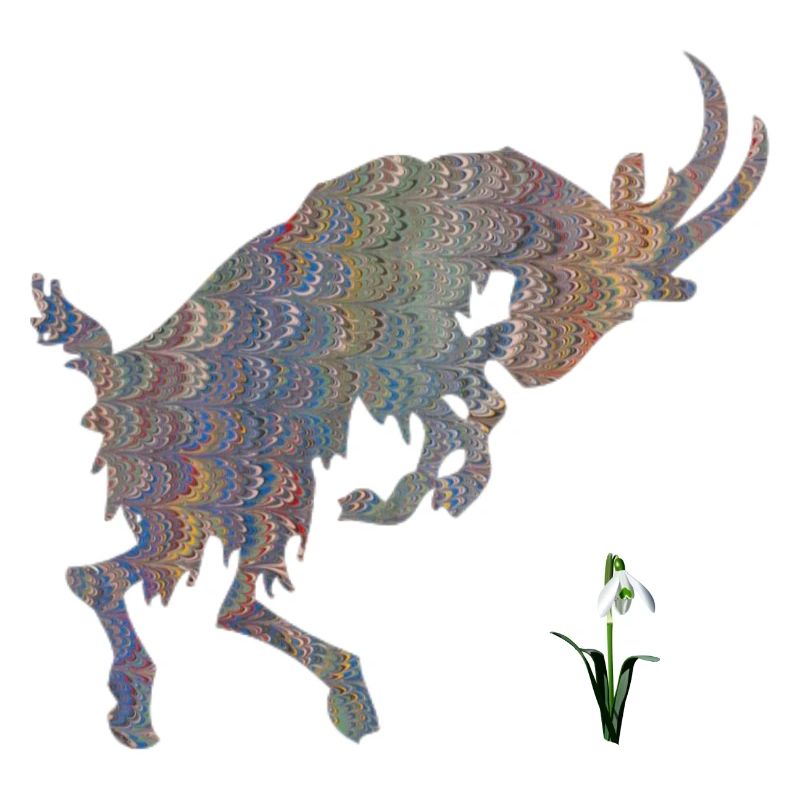 ziege mit schneeglöckchen e 49