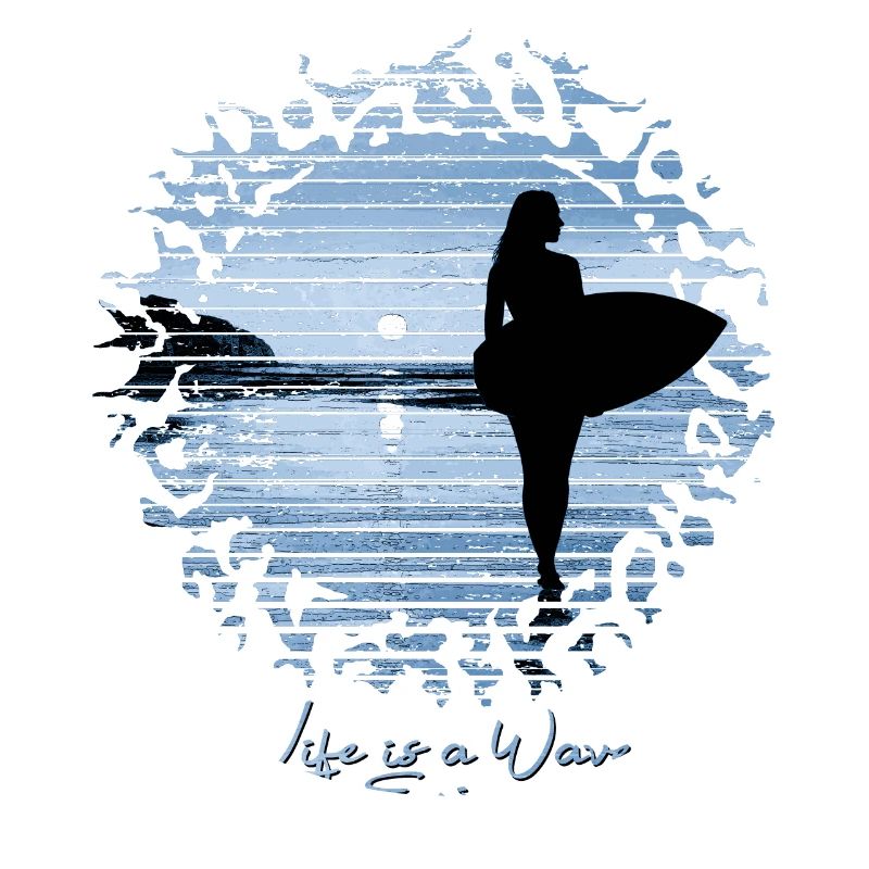 Beach surfer Life is a Wave, Enjoy! | Blue