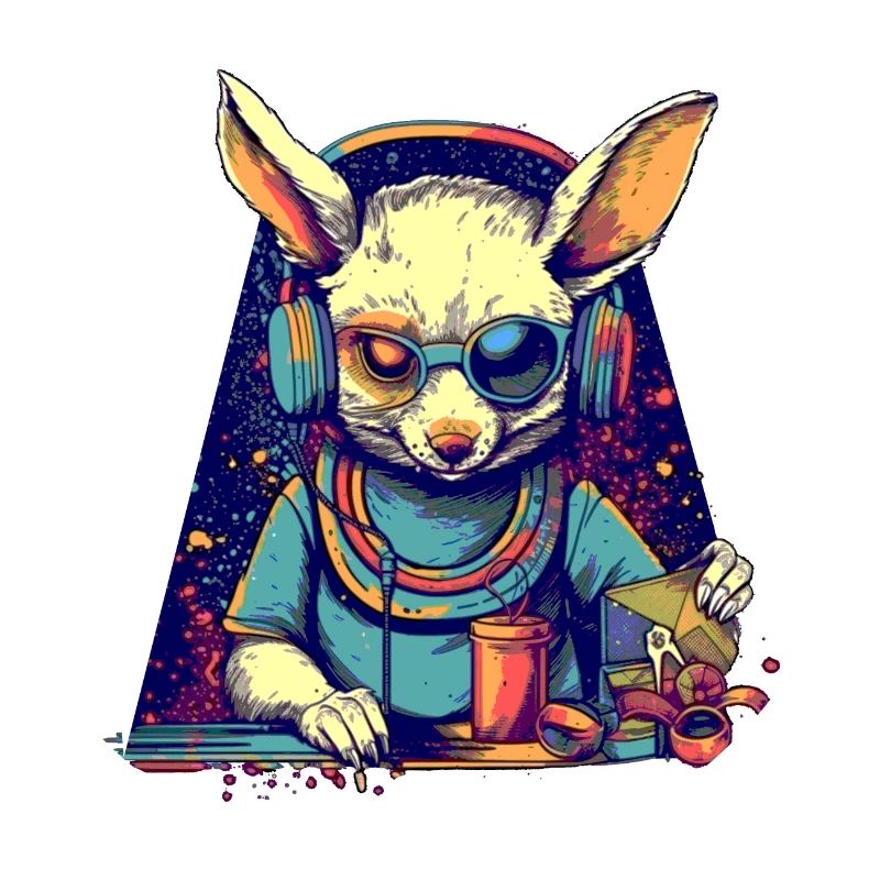 Cool bunny as DJ with broken sunglasses