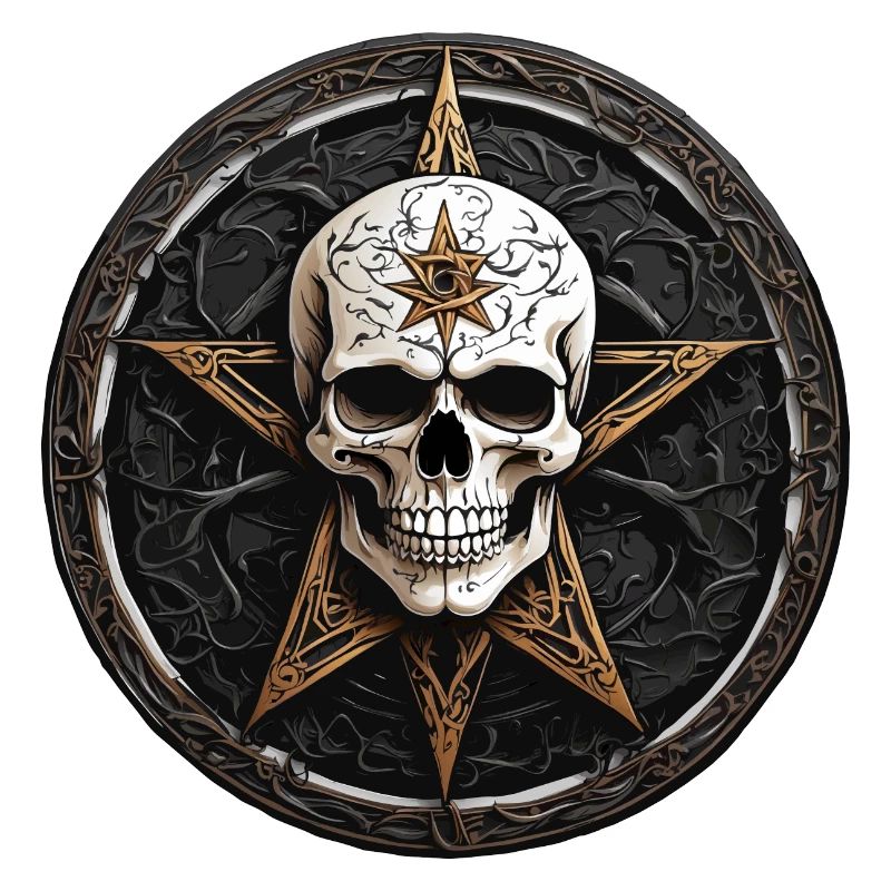 Skull with pentagram in gothic style