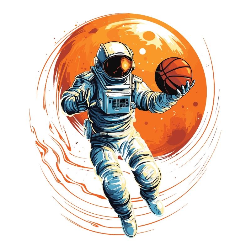 Astronaute basketteur dans l’espace, illustration de bande dessinée