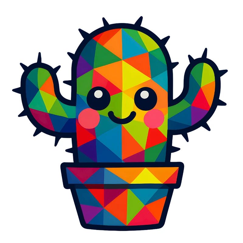 WPAP polygone Kawaii Style bébé cactus dans un pot de fleurs