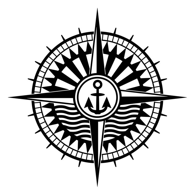 Cool seafarer compass with anchor and wind rose