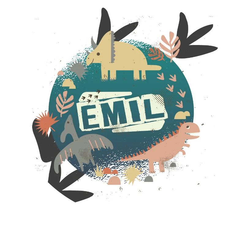 Emil - Beautiful boy name with cute dinosaurs