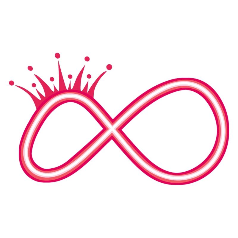 Infinity symbol neon red with crown