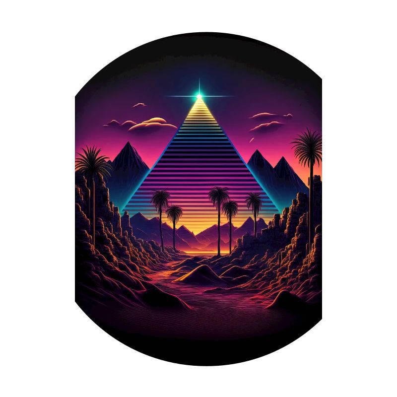 Luminous Monolith: A Retrowave Synthwave Pyramid