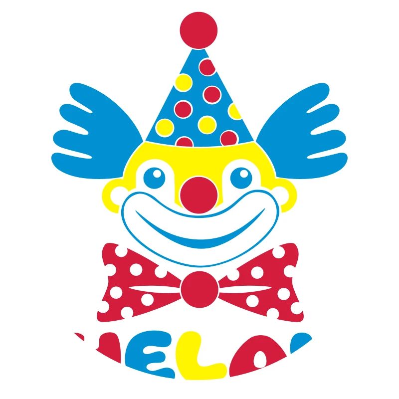 Fasching Karneval Clown HELAU 1, 2 oder 3 Farben