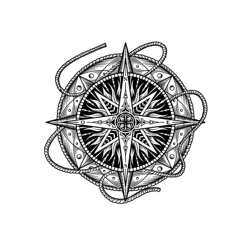 Compass rose with ship jam