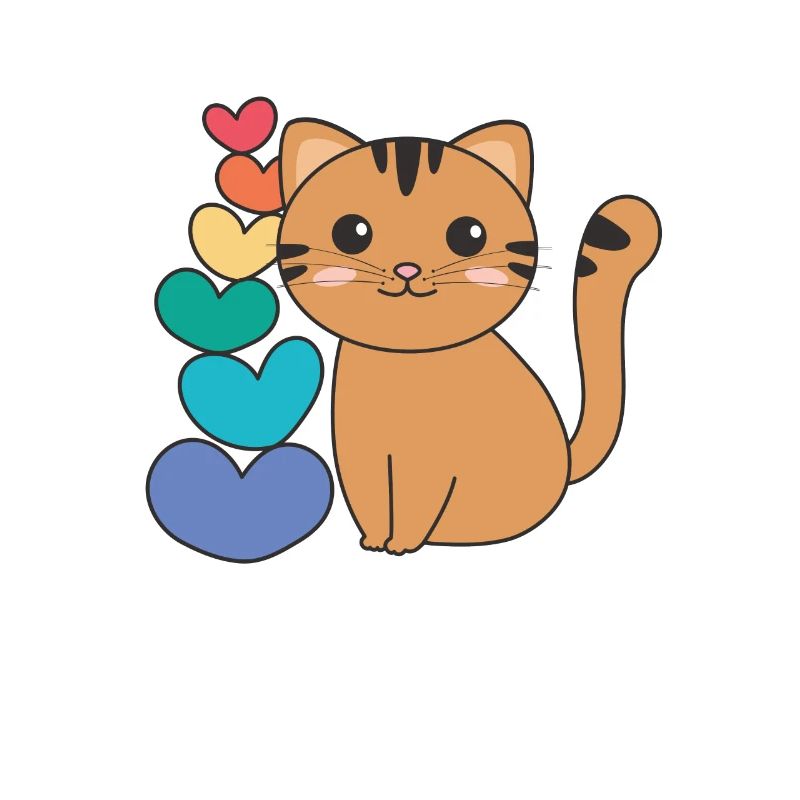 Rainbow Hearts Pride LGBTQ animaux mignons chat