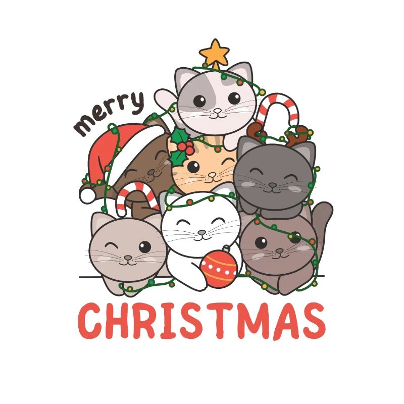 Chat Arbre de Noël Joyeux Noël