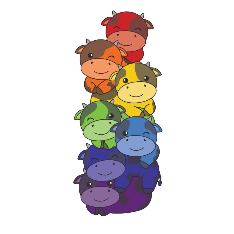 Rainbow Flag Pride LGBTQ Mignon Cow Stack