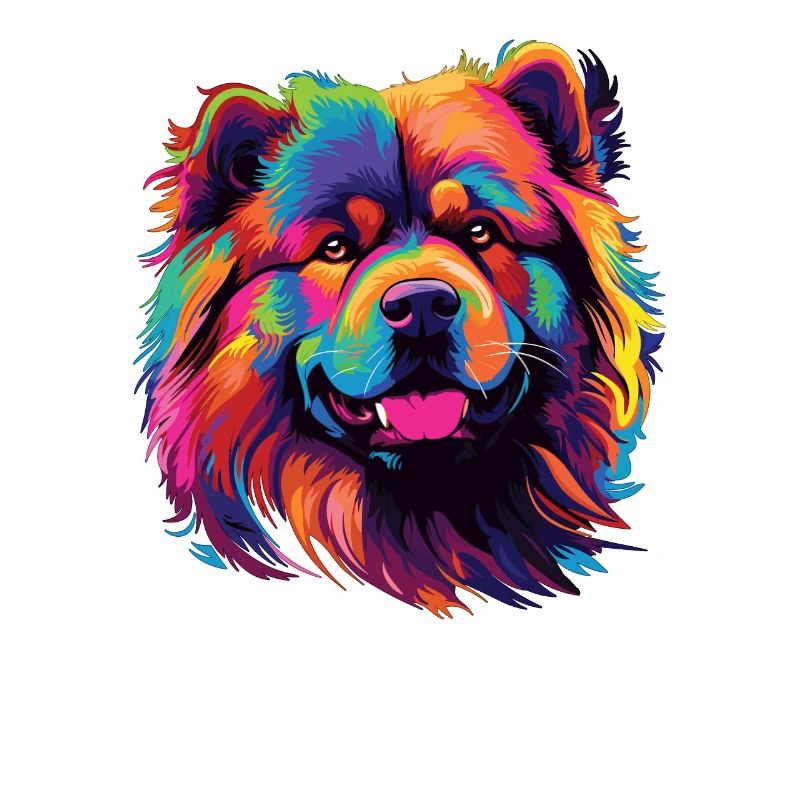 Aquarelle colorée Chow Chow