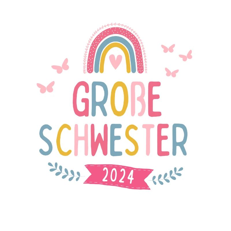 Ich werde große Schwester 2024 Regenbogen Süß
