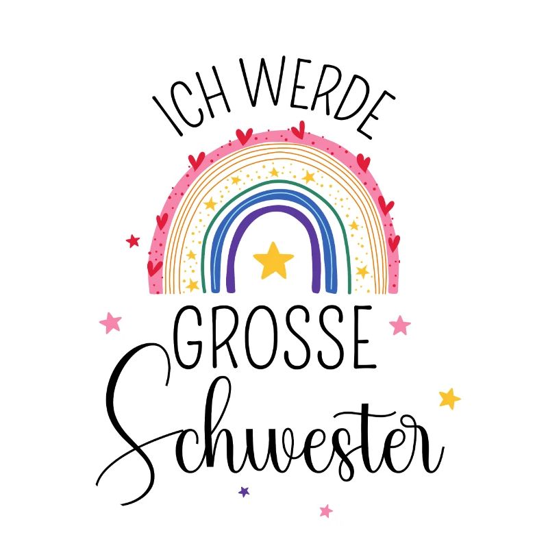 Ich werde große Schwester 2025 Regenbogen Süß