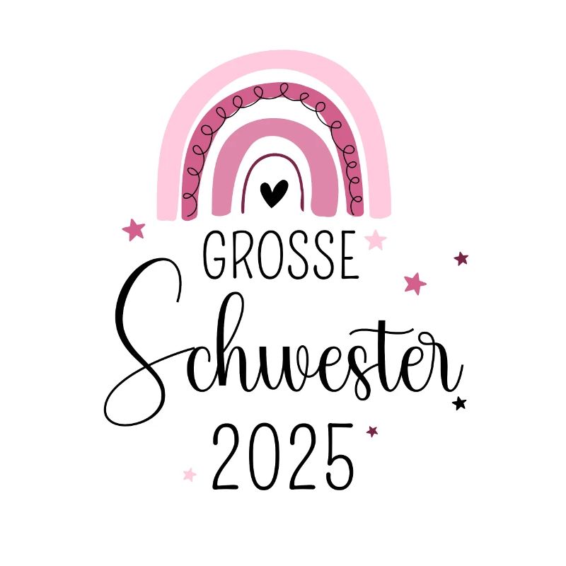 Ich werde große Schwester 2025 Regenbogen Süß