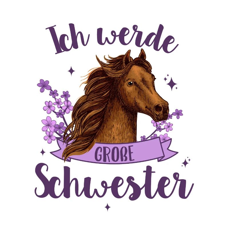 Ich werde große Schwester 2025 Pferde Mädchen Süß