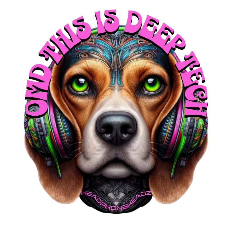 OMD THIS IS DEEP TECH -Cute Beagle with Headphones
