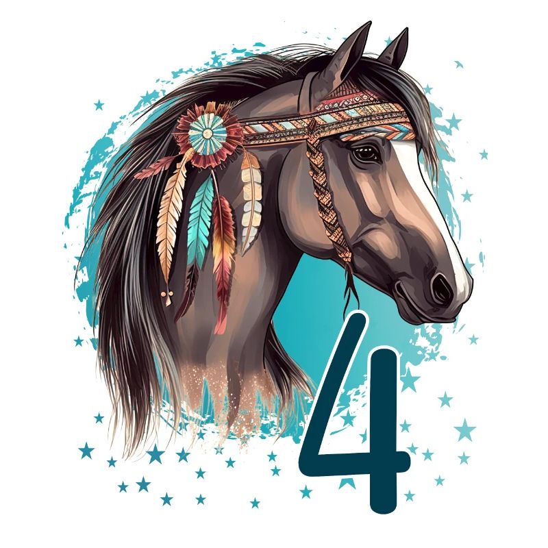 Geburtstag 4 Mädchen Pferd Reiten Stall Vier 4 Jah